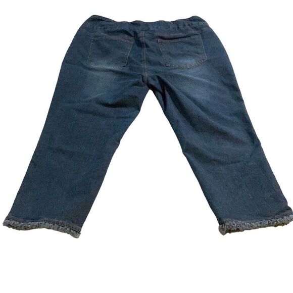 Unisex Medium Wash Straight Leg Jeans Frayed Hem Zip Closure Blue Size M - Picture 2 of 5